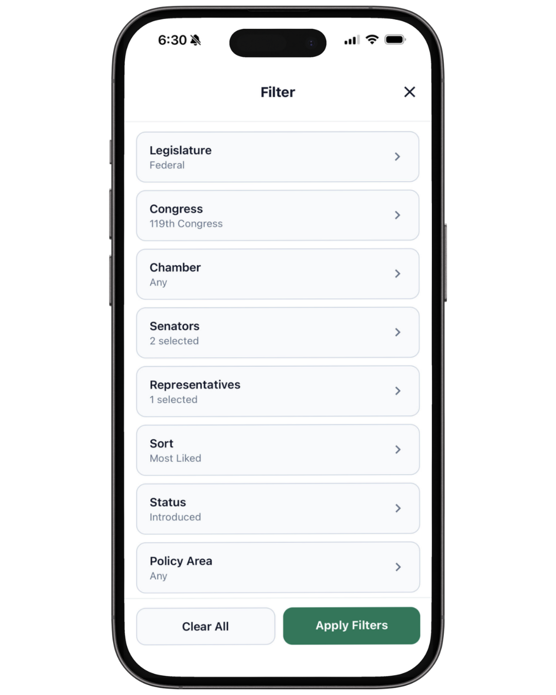 CivixThread app — Powerful bill filtering