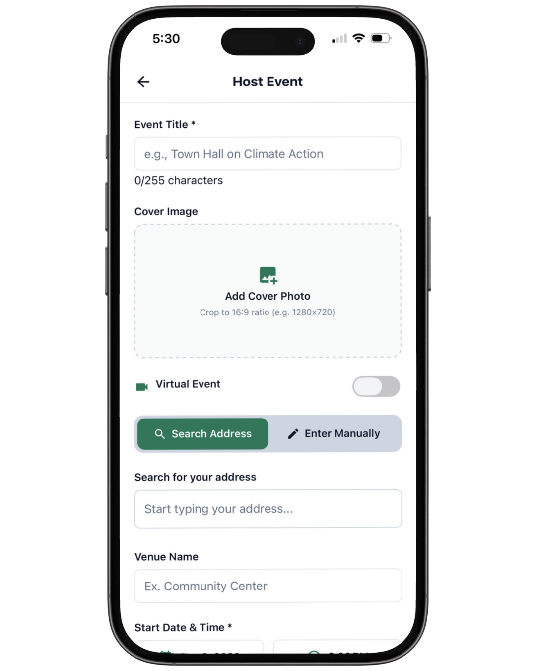 Create events preview